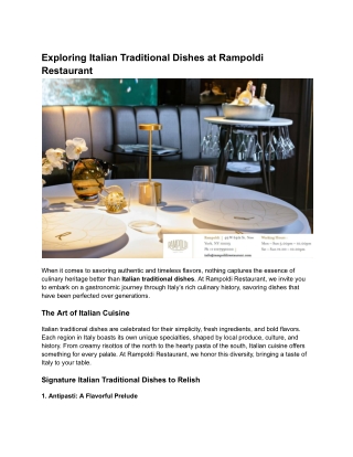 Exploring Italian Traditional Dishes at Rampoldi Restaurant
