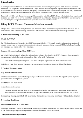 “Filing TCPA Claims: Common Mistakes to Avoid”