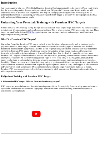 Releasing Your Prospective: Training with Premium IPSC Targets