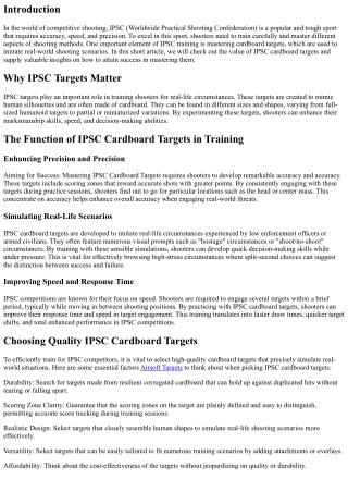 Aiming for Success: Mastering IPSC Cardboard Targets