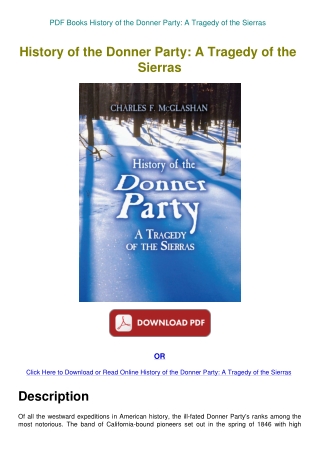 PDF Books History of the Donner Party A Tragedy of the Sierras