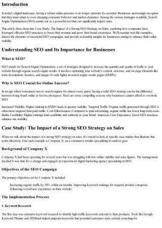 Case Study: The Impact of a Strong SEO Strategy on Sales