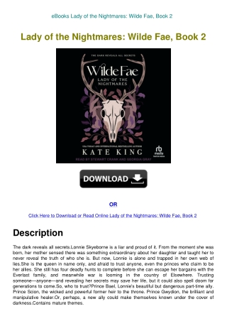 eBooks Lady of the Nightmares Wilde Fae  Book 2