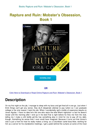 Books Rapture and Ruin Mobster's Obsession  Book 1