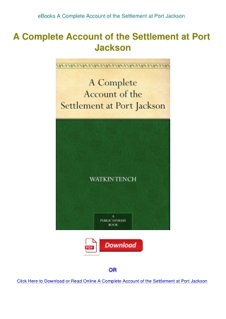 eBooks A Complete Account of the Settlement at Port Jackson