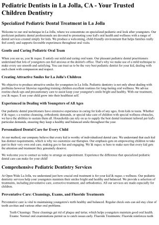 Pediatric Dentist La Jolla