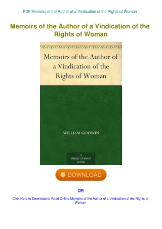 PDF Memoirs of the Author of a Vindication of the Rights of Woman