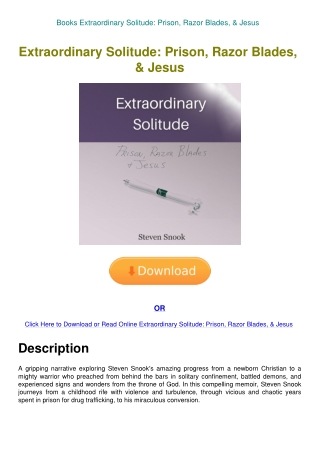 Books Extraordinary Solitude Prison  Razor Blades  & Jesus