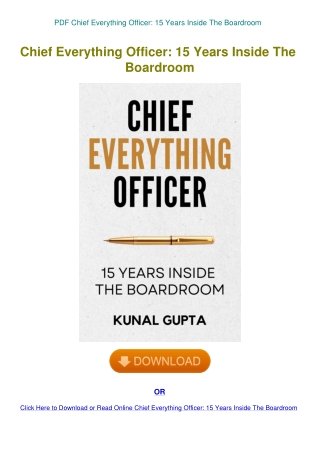 PDF Chief Everything Officer 15 Years Inside The Boardroom