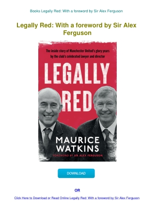 Books Legally Red With a foreword by Sir Alex Ferguson