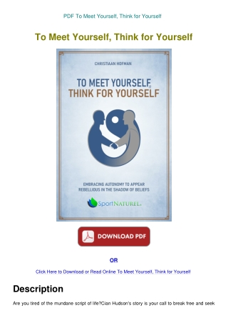 PDF To Meet Yourself  Think for Yourself