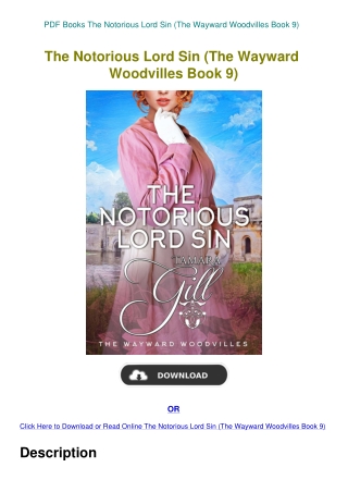 PDF Books The Notorious Lord Sin (The Wayward Woodvilles Book 9)