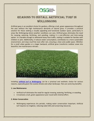 Reasons to Install Artificial Turf in Wollongong
