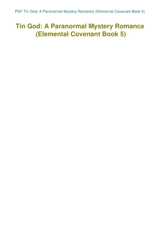 PDF Tin God A Paranormal Mystery Romance (Elemental Covenant Book 5)