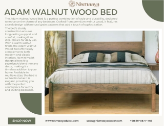 Adam Walnut Wood Bed – Where Comfort Meets Style at Nismaaya Decor