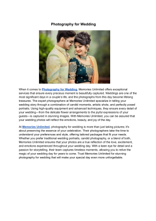 Photography for Wedding