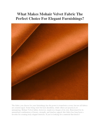 Mohair Velvet Fabric