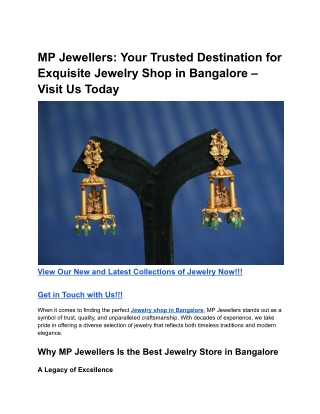 MP Jewellers_ Your Trusted Destination for Exquisite Jewelry in Bangalore – Visit Us Today