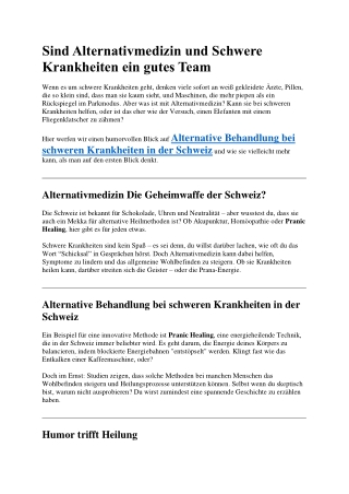 Sind Alternativmedizin und Schwere Krankheiten ein gutes Team