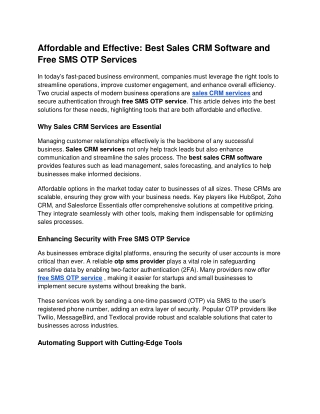 Affordable and Effective_ Best Sales CRM Software and Free SMS OTP Services