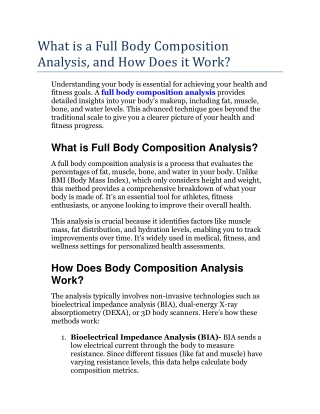 What is a Full Body Composition Analysis