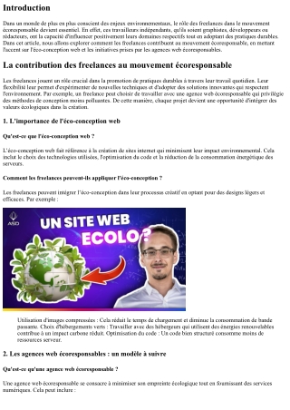 La contribution des freelances au mouvement écoresponsable