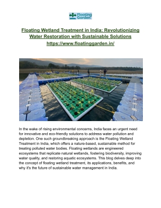 Floating Wetland Treatment in India_ Revolutionizing Water Restoration with Sustainable Solutions