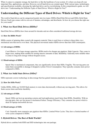 “Understanding the Different Types of Hard Drives: Which is Right for You?”