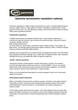 Galutinis tacheometro naudojimo vadovas