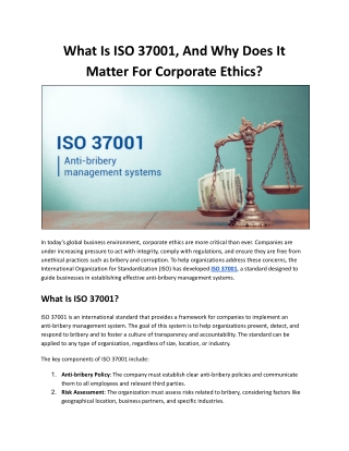 What Is ISO 37001, and Why Does It Matter for Corporate Ethics