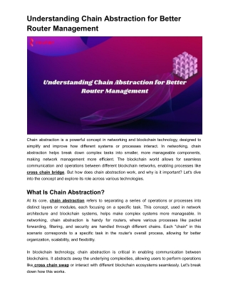Understanding Chain Abstraction for Better Router Management