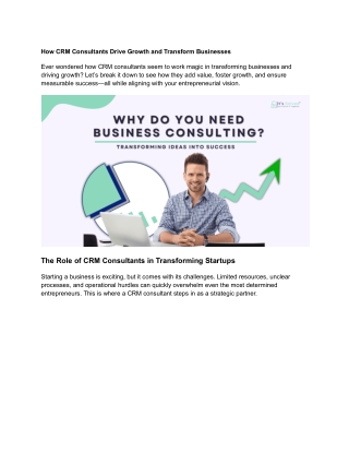 How CRM Consultants Drive Growth and Transform Businesses