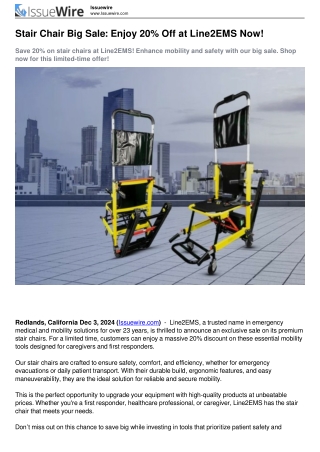 Stair Chair Big Sale: Save 20% at Line2EMS – Limited Time Only!