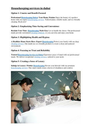 House Keeping Services in Dubai | Professional Maids