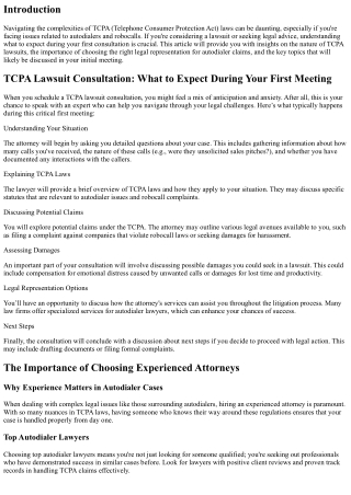 TCPA Lawsuit Consultation: What to Expect During Your First Meeting