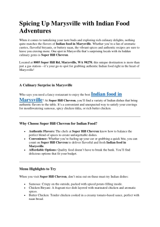 Spicing Up Marysville with Indian Food Adventures