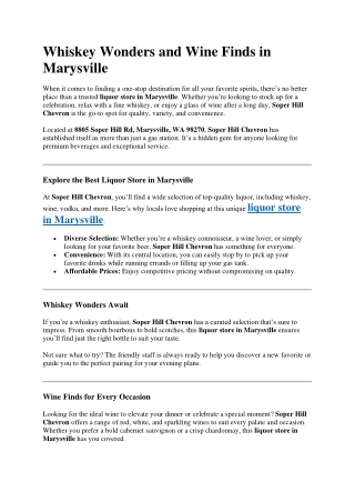 Whiskey Wonders and Wine Finds in Marysville