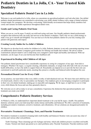 Pediatric Dentist La Jolla