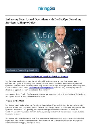 Expert DevSecOps Consulting Services - Goognu