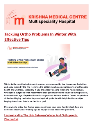 Tackling Ortho Problems In Winter With Effective Tips