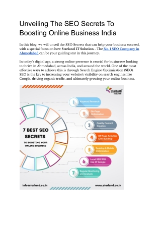 Unveiling The SEO Secrets To Boosting Online Business India