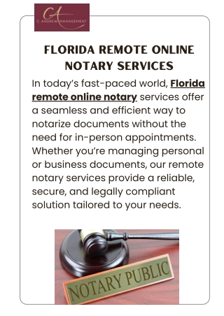 Florida Remote Online Notary Secure, Fast, and Convenient Notarization