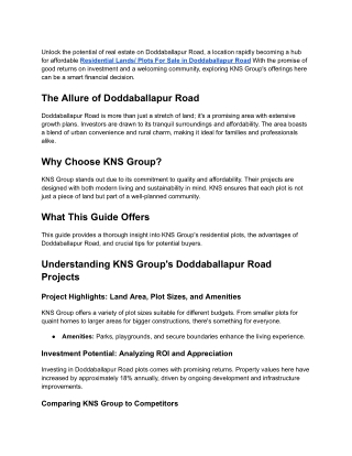 Residential Lands_ Plots For Sale in Doddaballapur Road