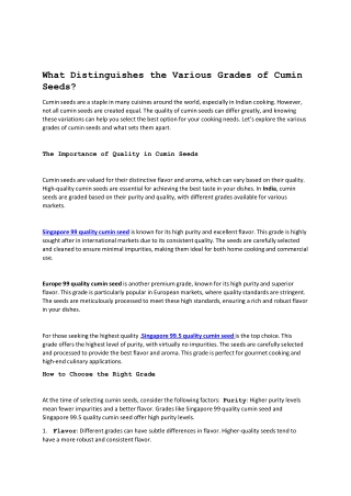 What Distinguishes the Various Grades of Cumin Seeds (1)