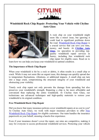 Expert Windshield Rock Chip Repair Services