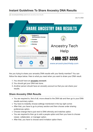 ancestrytechhelp.com-Instant Guidelines To Share Ancestry DNA Results