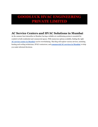 _ AC Service Centers and HVAC Solutions in Mumbai