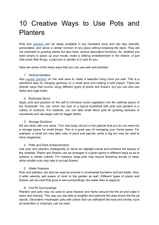 Unique Uses for Pots and Planters 10 Creative Ideas