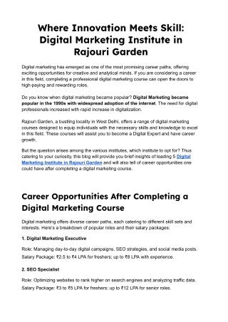 Digital Marketing Institute in Rajouri Garden