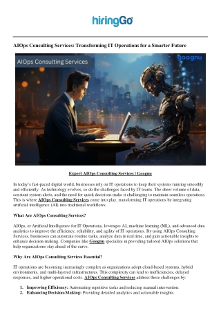 Expert AIOps Consulting Services - Goognu